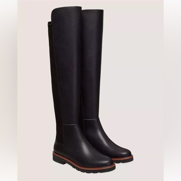 New Stuart Weitzman Adrina City Boot Over The Knee 5050 Black Leather Sz 7.5 - Picture 2 of 14